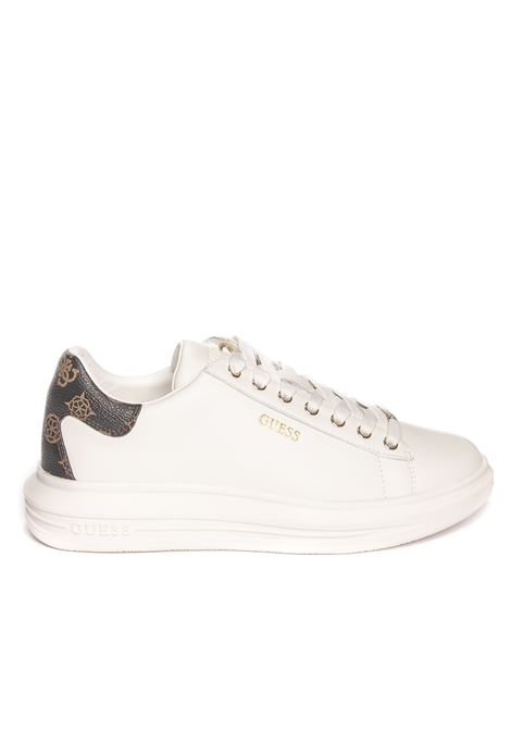 white/brown vibo sneaker GUESS | FL8VIB LEA12VIBO-WHIBR